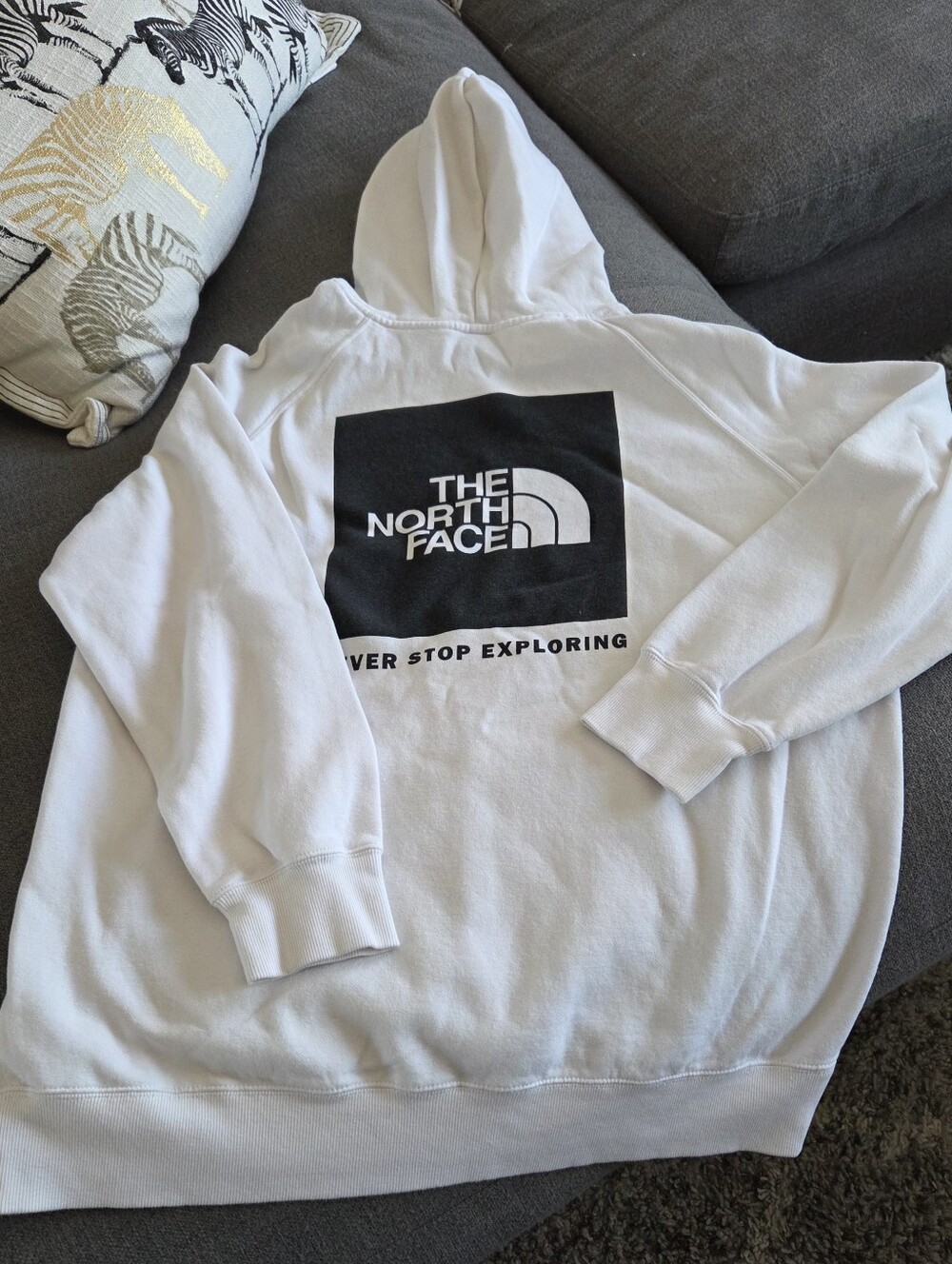 The North Face White Hoodie with Black Logo